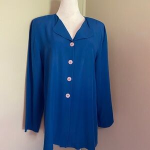 Willow Ridge Blue Collar Long Sleeve Vintage Blouse